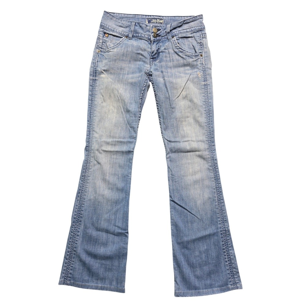 Y2K McBling Indie Sleaze Low Rise Flare Leg Women 25 Light Blue Hudson W170DCA